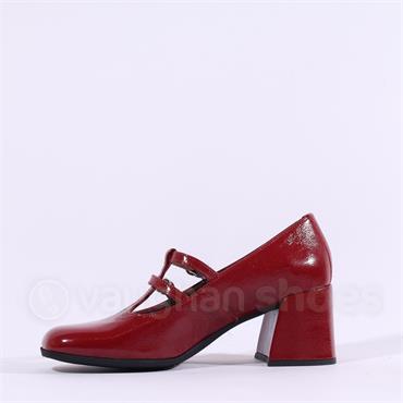 Wonders Aura 2 Strap Blockheel Mary Jane - Red Patent